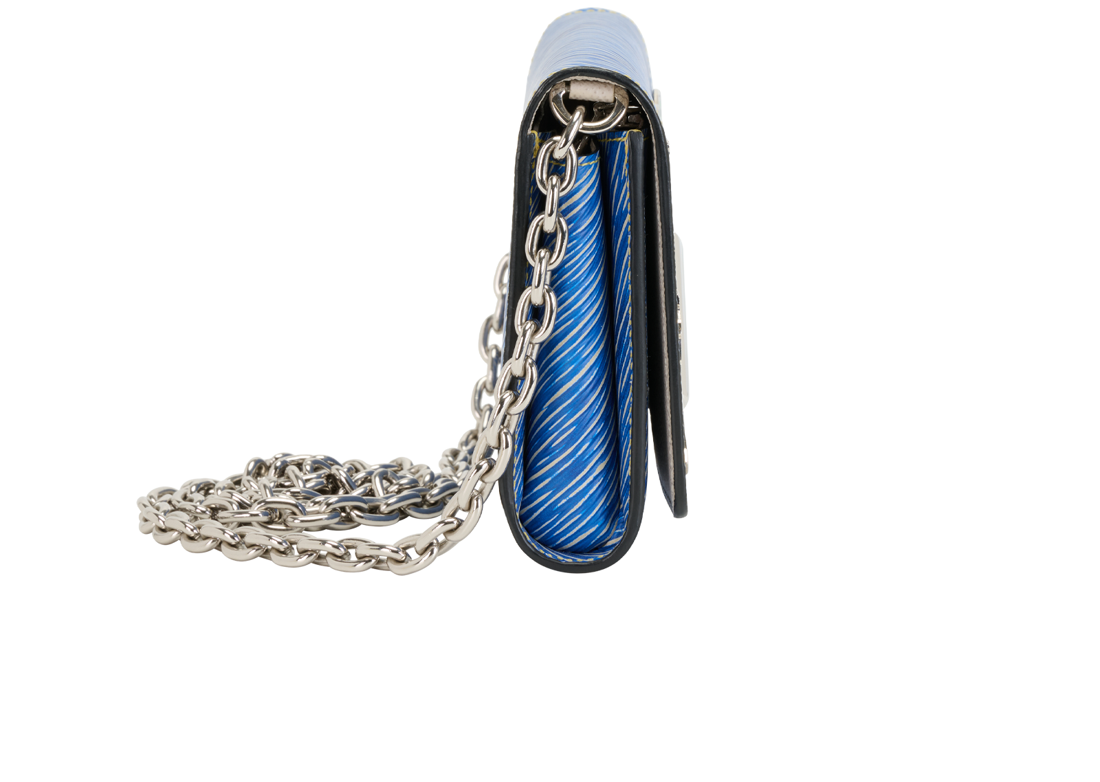 Pins Twist Wallet On Chain, &pound;850, Handbags, Blue, Leather, Side view